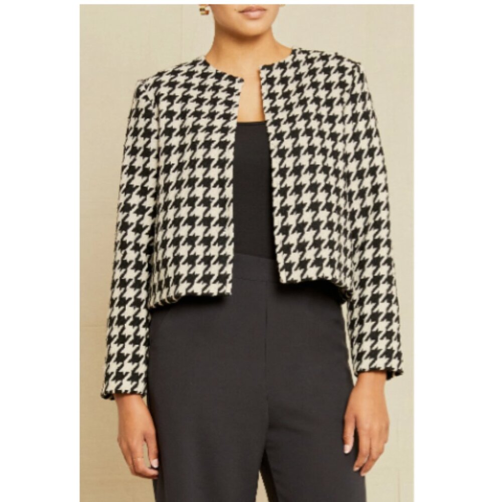 Amour Vert Claudia Cropped Houndstooth Jacket